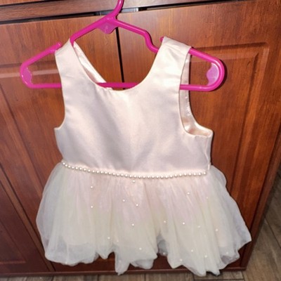 American Princess Girls 24M Ivory Satin Tulle Tutu Dress Pearl Beaded Lined