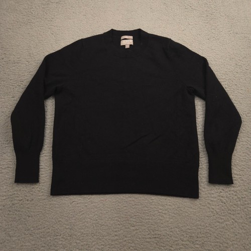 J.Crew Damen 100% Kaschmir Classic Fit Rundhals Pullover Schwarz Größe M