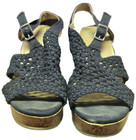 So Sandals Womens 6.5 M Platform Ankle Straps Black Wedge Espadrille Knitted — photo 6