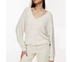 Aritzia Wilfred Merian Hush Knit V-Neck Sweater In Cream small Classic Neutral