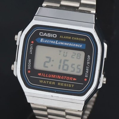 Working QZ Casio Electro LUMINESCENCE A168 Digital Dial Mens Watch 2000000 NSK K
