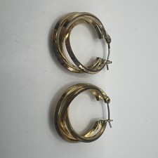 Gold tone layered hoop earrings .1.25 inches thru center