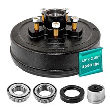 10" x 2-1/4" Trailer Brake Drum Kit 5 on 4.5" for 3500 lbs Heavy Duty 5 Bolt ...