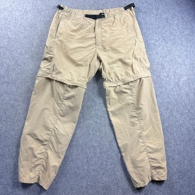 Patagonia Mens Hiking Pants XL Convertible Zip Off Shorts Tan Khaki Nylon Belted