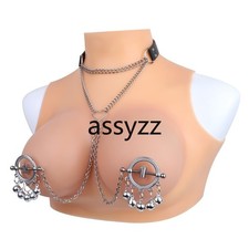 Adjustable Breast Bondage Restraint Chest Wearable SM With Neck Metal NippleClik