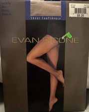 EVAN-PICONE SHEER CONFIDENCE PANTYHOSE Size 2 Control Top New Putty Hose Lycra