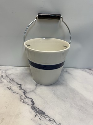 Crate And Barrel Porcelain Fishy Shell Bucket With Bale Handle