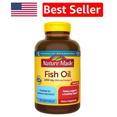 Heart Health Omega-3 Fish Oil Supplements, 1200 mg, 150 Softgels - 75 Day Supply