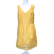 Monique Lhuillier ML Dress Womens 16 A-Line Yellow Lace Wedding Cocktail NEW