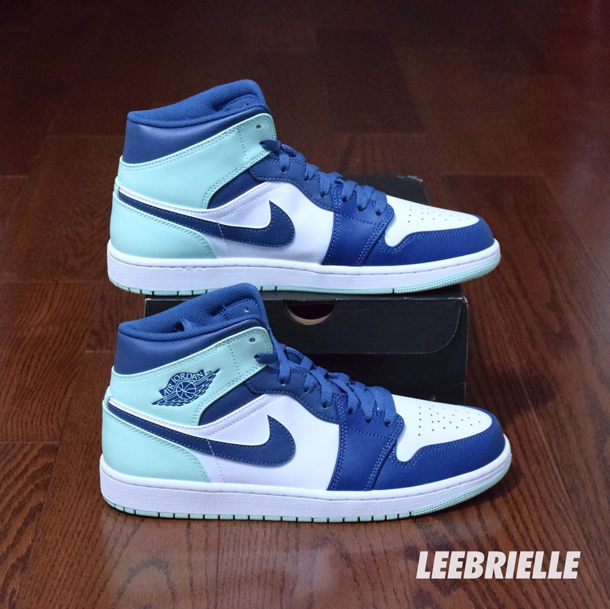 Nike Air Jordan 1 Mid Mystic Navy Blue Mint Foam White 554724-413