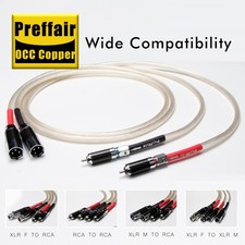 Pair Hi-end silver Plated OCC Audio cable Rhodium Plated 2 XLR to 2 RCA Cable