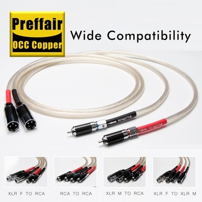 Pair OCC Silver Plated Cable Audio XLR Female to RCA Male Rhodium Plated Plug