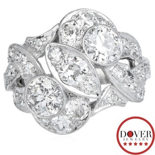 Antique Deco 2.00ct Diamond Platinum Abstract Geometric Ring 8.9 Grams NR