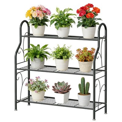 Plant Stand Indoor Outdoor Plant Shelf 3 Tier Metal Corner Flower Stand Multi...