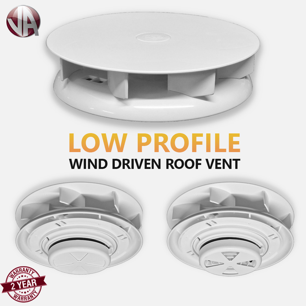Wind Driven WHITE Roof Vent Low Profile Rotary Van Dog Pet Horse 4x4 Air Pickup
