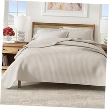 Full/Queen Quilt Bedding Set, 3-Piece Full / Queen 12 - Basketweave Light Grey