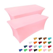 2 Pack 6FT Table Cloth for Rectangular Fitted Events 6 Ft - 2 Pcs Light Pink