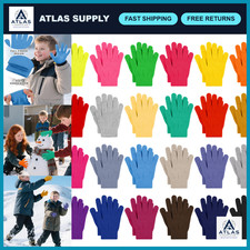 24 Pairs Kids Winter Magic Gloves Bulk for Boys  Girls Ages 6-11, Warm  Cozy