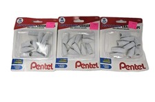Pentel Hi-Polymer White Cap Erasers 30 Total - Lot Of 3 Packs Latex Free