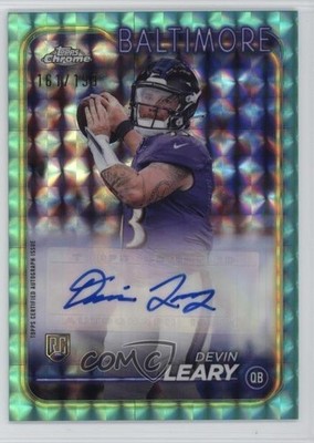 2024 Topps Chrome Rookie Aqua Geometric Refractor /199 Devin Leary Auto RC 0o4t