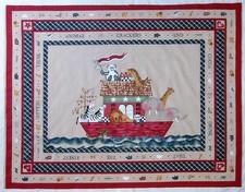 35" Fabric Panel Country Noah's Ark Nursery Scene Brown