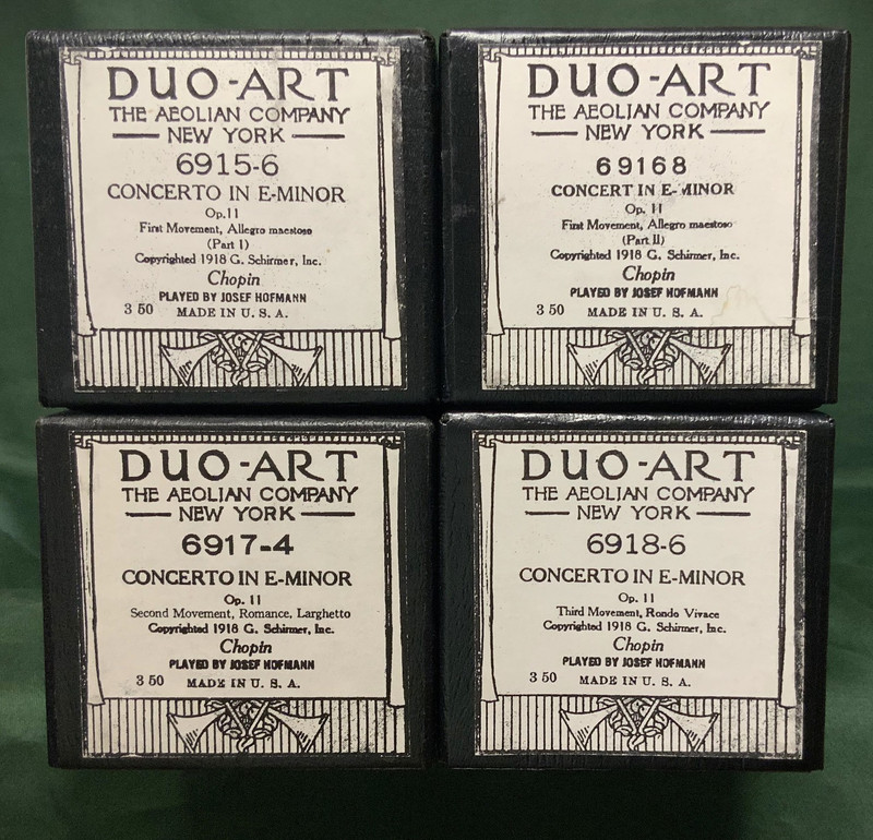 Duo-Art 6915-6 69168 6917-4 69186 CONCERTO E-Minor Chopin Hofmann RARE RECUT SET