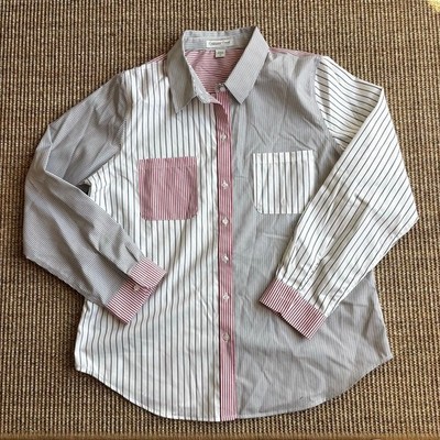 Coldwater Creek Women's Striped Button Down Size 12 100% Cotton 