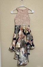 Speechless Girls Sparkling Lace-Floral Hi-Lo Formal Dress Size size 7