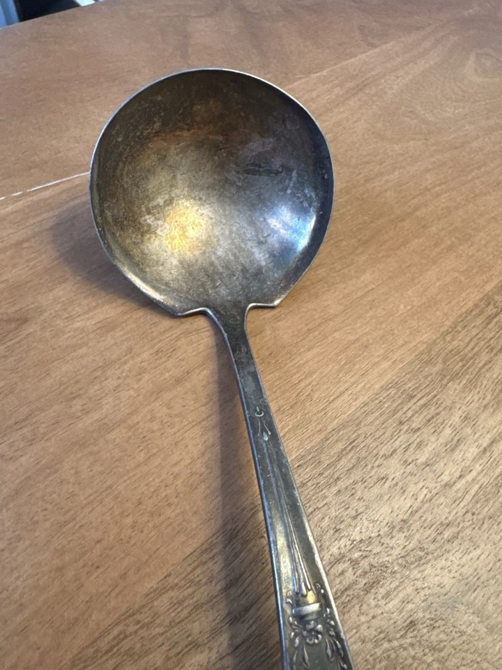 Vintage Holmes & Edwards Silverplate Soup Ladle 7” Art Deco Pattern - Image 3 of 4