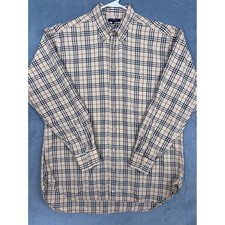 Burberry London Mens Nova Check Button Down Shirt Large Beige Long Sleeve