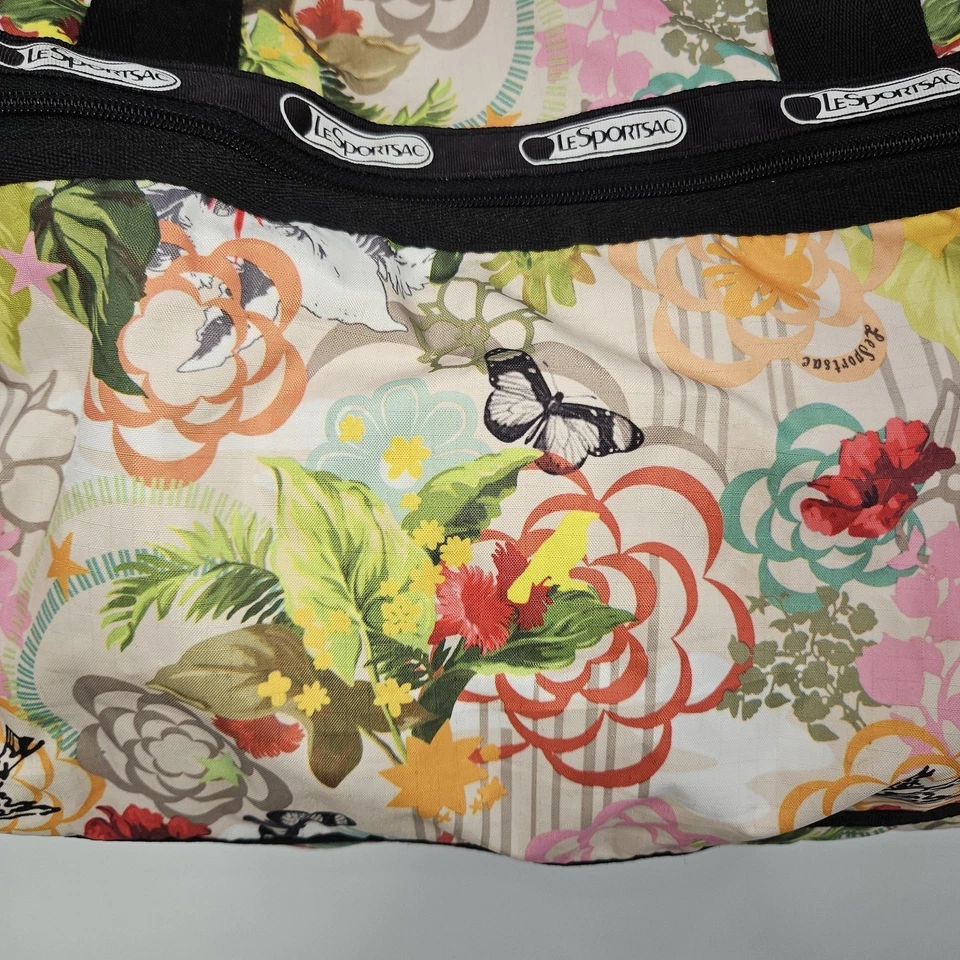 Bolso de Lona Grande LeSportsac Fin de Semana Estampado Floral Mariposa Viaje Hombro Foto 4 de 4