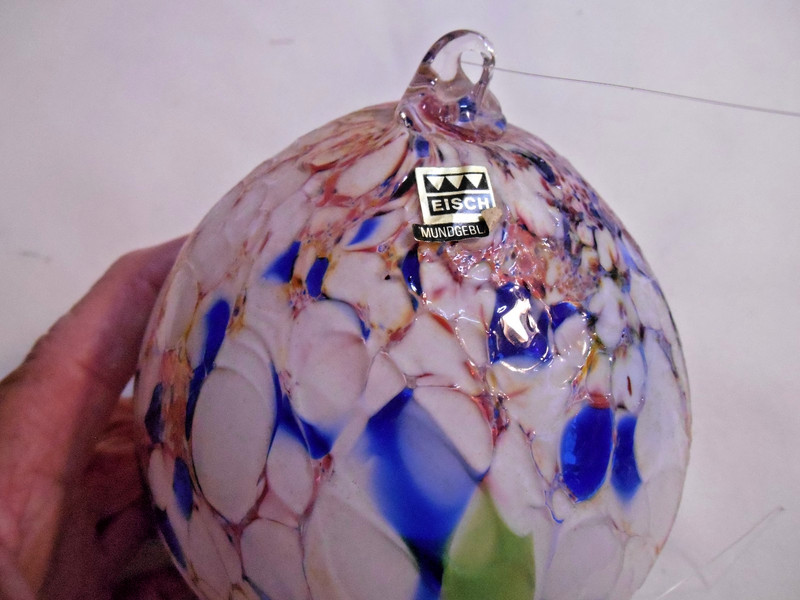 Vintage Eisch Mundgeblasen Hand-Blown Glass Ornament / Excellent!