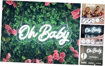  Oh Baby Neon Sign for Wall Decor, Oh Baby Sign with Dimmer Switch, Oh White