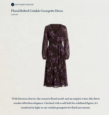 Polo Ralph Lauren Brown Floral Belted Crinkle Georgette Dress Women's Size 0