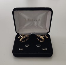 Vintage Bill Blass Black  Gold Cufflinks  Stud Set Classic Tuxedo Formalwear