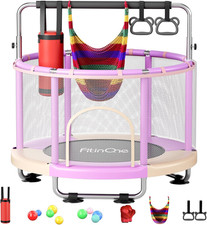 55" Toddler Mini Trampoline for Kids, Indoor Outdoor Toys with Swing, 440Lbs Bab