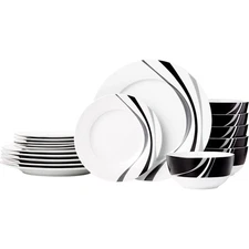 18 Pieces Dinnerware Sets Dishes Plates and Bowls Service for 6 Dinner Service