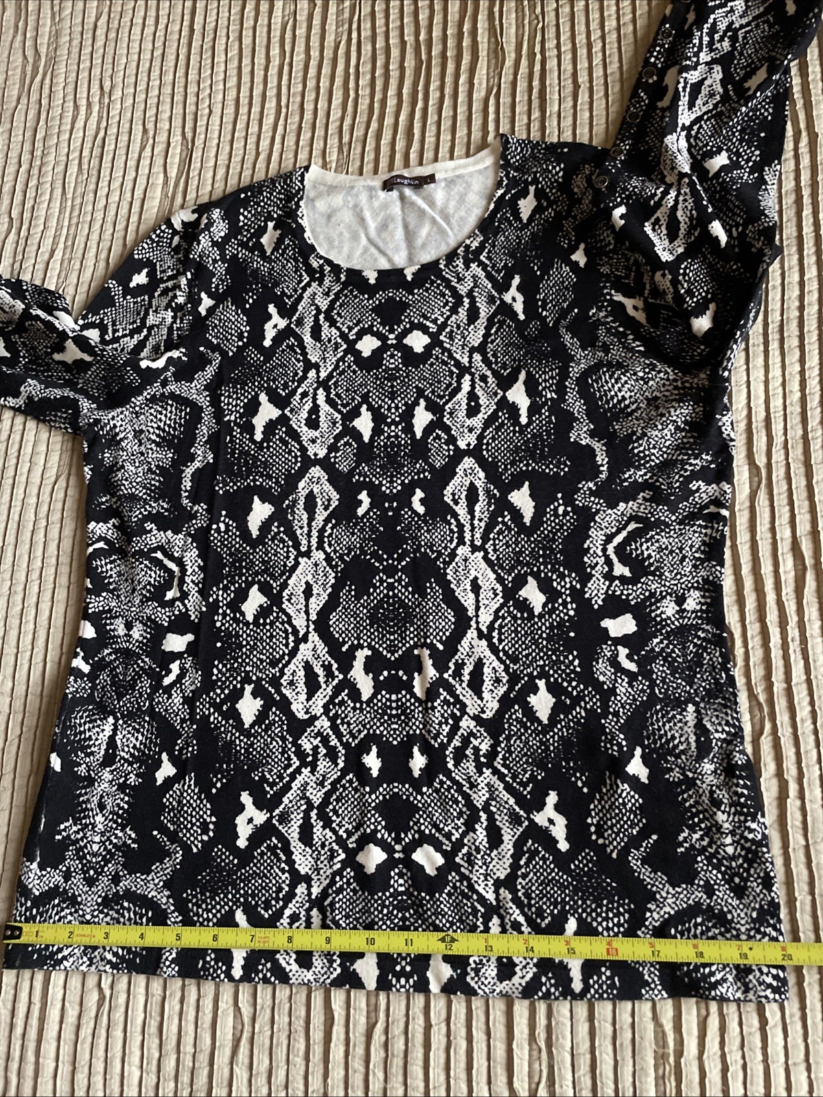 McLaughlin Black White Snakeskin Python Stretchy … - image 7