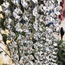 Clear Glass Crystal Beads 19.7Ft Lamp Chain Garland for Chandelier Decoration