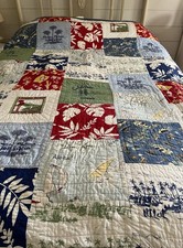 Vintage Pottery Barn Kids Full / Queen Island Surf Quilt 86" x 86"