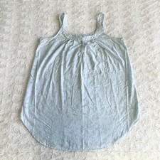 Vanity Fair Slip Dress Womens XL Blue Floral Semi Sheer Intimate Romantic Cotton