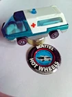 1970 HOT WHEELS REDLINE AQUA AMBULANCE COMPLETE W/ 'BLOOD' SPLATTER kid paint !!