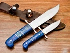 Lot of 2 CUSTOM HANDMADE D2 STEEL BOWIE HUNTING KNIFE W/SHEATH TR-9943