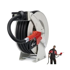 Fuel Hose Reel Retractable 3/4'' 50ft with Fueling Nozzle, Diesel Fuel Hose R...