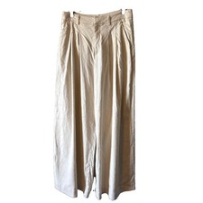 Maeve Anthropologie Cream Linen Blend Wide Leg Flare Pants 4P OB1762171