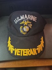 US Marine Corps Hat Eagle Crest USMC Veteran Black USA Made Vintage