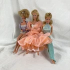 Lot Of 3 Vintage Mattel Barbie Dolls Peaches N Cream Magic Moves Purple Lingerie