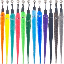 12 Pieces Interactive Cat Wand Attachments Worms Toy Refills for Indoor Cats