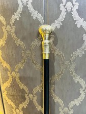 Victorian Brass Handle Walking Stick Rosewood 3 Fold Wooden Cane 37" Vintage