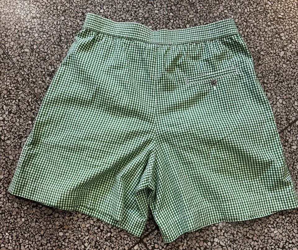 Pantalones Cortos de Guinga Vintage Años 90 Do 50 Tiro Alto Verde Blanco Pin Up Rockabilly M Foto 4 de 4